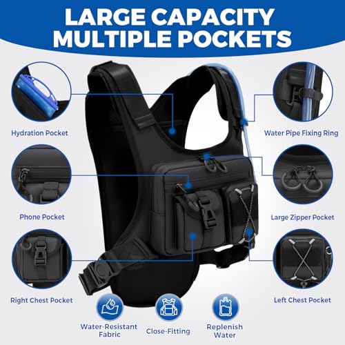 Criuage USA Original Patent Running Hydration Vest Backpack, Lightweight Chest Pack with 2.0L Water Bladder Bag Daypack fo...