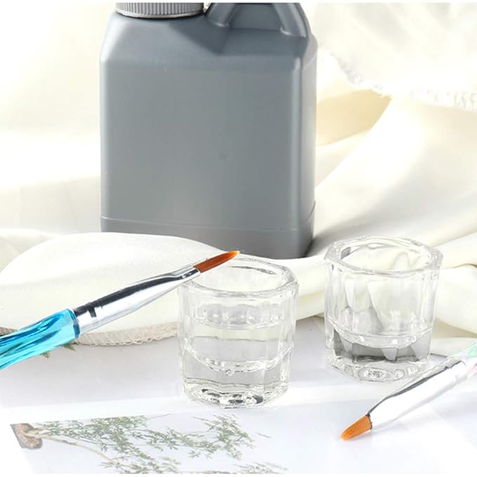 Bulex 2 Pack Dappen Dish Cups for Nail Art Acrylic Liquid - Clear Glass Nail Monomer Liquid Bowl Dampen Dish Acrylic Powder Holder, Acrylic Glass Jar for Nails