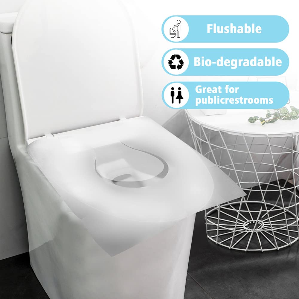 SFOPORD XL 100PCS Toilet Seat Covers Disposable - Flushable Paper Toilet Seat Cover is Travel Accessories, Travel Essentials for Public Restrooms, Airplane, Campin