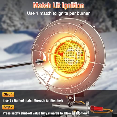 Karveden Outdoor Propane Heater, 15,000 BTU Portable Heater with 3 Heating Modes, Camping with Shut-off Valve and Tip-over...