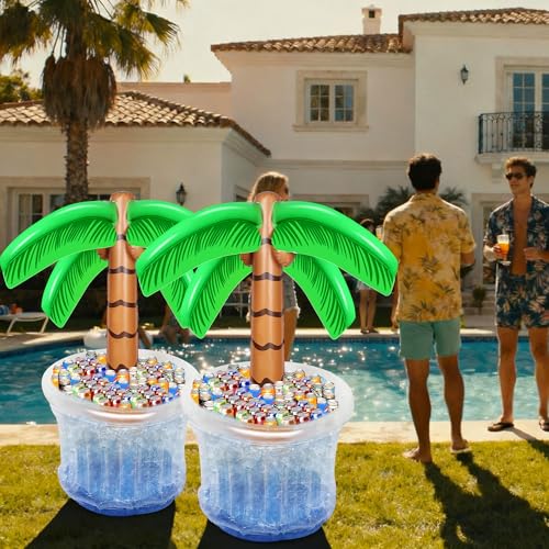 Zcaukya Inflatable Palm Tree Cooler, 60" Blow Up Palm Tree Cooler for Tropical Party Decorations, Hawaiian Party Supplies ...