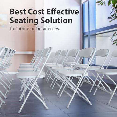 Our Modern Space 10 Pack Foldable Plastic Chair | Folding & Stackable | 350 lbs Capacity Steel Frame Seats for Indoor Outd...