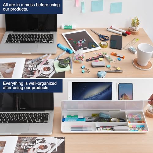TSJ OFFICE Small Desktop Whiteboard -Glass Dry Erase Board Computer Keyboard Stand White Board Surface Pad with Drawer, De...