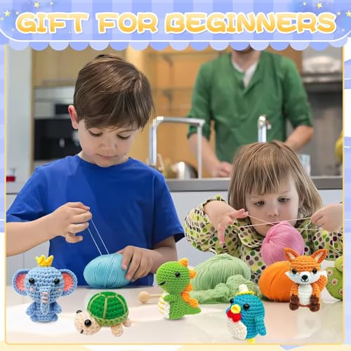 OLHKYN 6Pcs Crochet Kit for Beginners, 2025 DIY Craft for Adults and Kids, Great Gift for Crochet Lovers, Crocheting Anima...