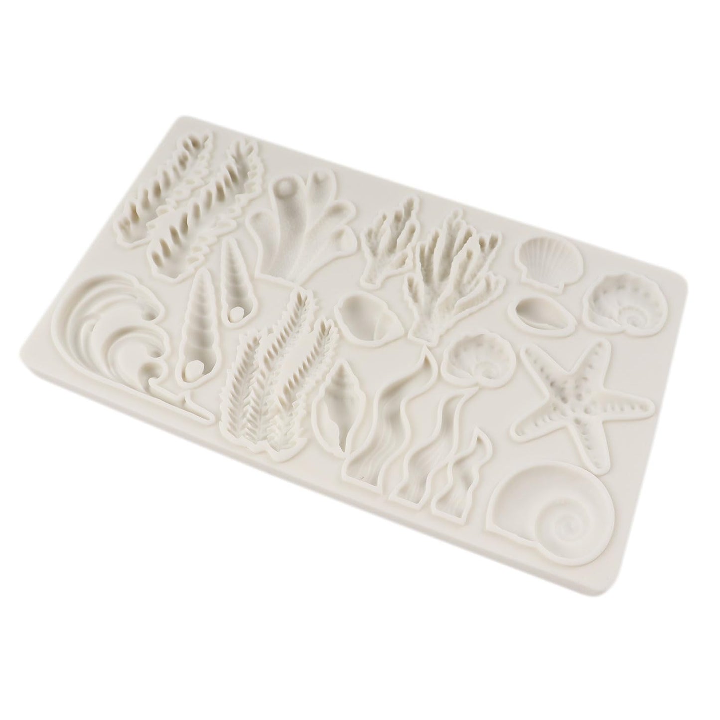 QDMOLDS Marine Theme Fondant Molds Seashell Conch Starfish Seaweed Coral Silicone Mold For Cake Decoration Cupcake Topper Sugar Craft Chocolate Candy Gum Paste Polymer Clay