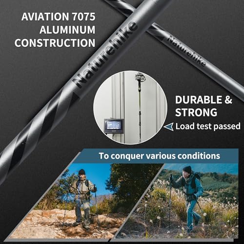 Naturehike Collapsible Hiking & Trekking Poles, 2 PC Adjustable Lightweight Aircraft Aluminum Trekking Poles