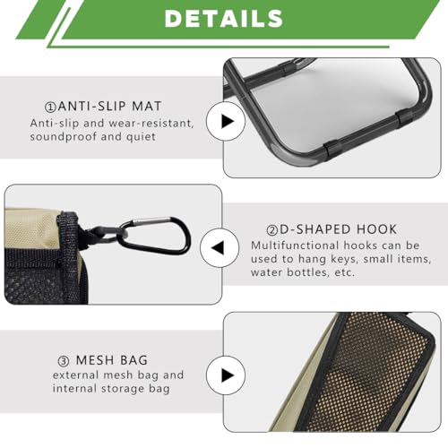 Portable Collapsible Stool Chair, Max 220lb Upgraded Folding Stool, Handbag-Style, Sturdy, Adjustable, Portable, Foldable ...