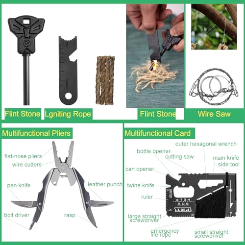 LANKAMO Emergency Survival Kit Gifts for Men Husband Dad, 34 in 1 Survival Gear and Equipment for Camping Hiking Outdoors ...