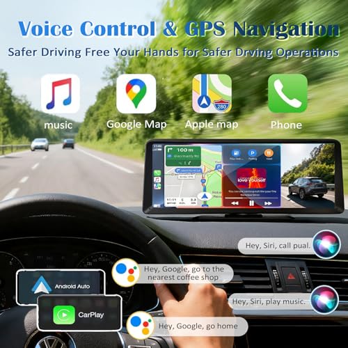 8.1" HD Carplay Screen for Car Stereo, 2K Dash Cam Wireless Portable Touch Screen Car Play with Apple Carplay & Android Au...