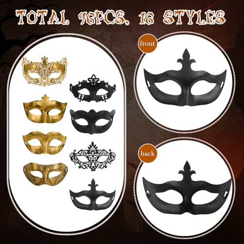 DEEKIN 96 Pcs Masquerade Mask Bulk Mardi Gras Vintage Mask for Women Men Carnival Venetian Ball Party