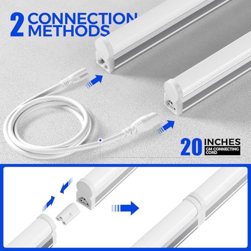 Barrina (6 Pack LED T5 Integrated Single Fixture, 4FT, 2200lm, 6500K Super Bright White, 20W Utility LED Shop Light, Ceili...