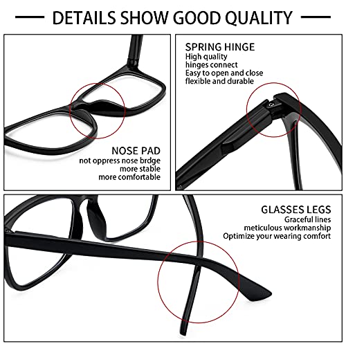 VIDEBLA 5 Pack Blue Light Blocking Reading Glasses,Spring Hinge Readers for Women Men,Anti UV Ray Filter Nerd Eyeglasses