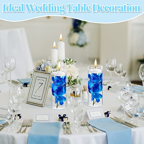 Juexica 28 Pieces Floating Flowers for Centerpieces Blue Orchid Flowers Vase Fillers Unscented Floating Candles for Weddin...
