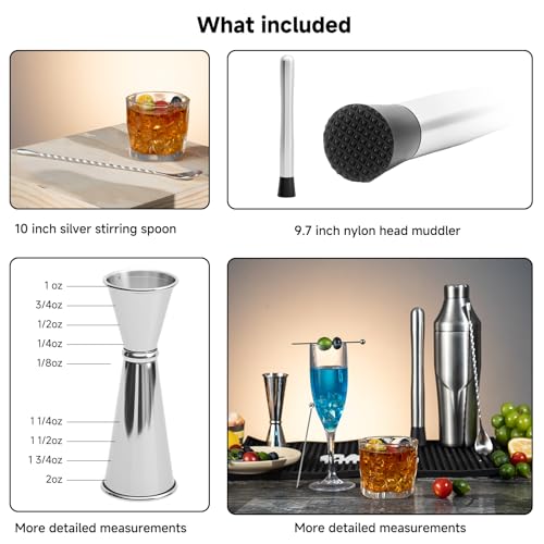 Lexenic Portable Cocktail Shaker Set,Premium Stainless Steel Vacuum Insulated Martini Shaker Kit,Bartender Kit Camping Coc...