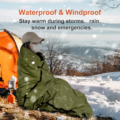 Emergency Sleeping Bag Survival Bag 3 Pack | Thermal Waterproof Mylar Bivy Sack for Adults | Portable Emergency Sleeping B...