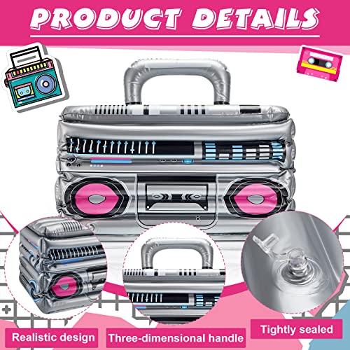 Cunhill 1 Piece Inflatable Boom Box Beverage Cooler Summer 80s 90s Theme Party Decorations Inflatable Cooler Radio Blow up...