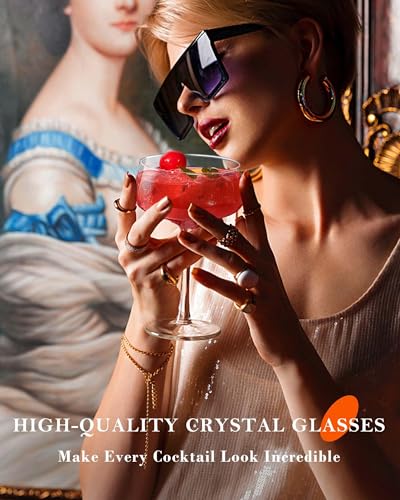 JBHO Martini Glasses, Crystal Coupe Glasses Set of 4, 10 Oz, Large and Fancy Cocktail Glasses, Hand-Blown Champagne Coupe ...