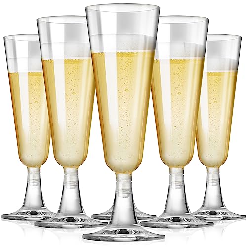 SUREHOME Plastic Champagne Flutes Disposable Champagne Glasses 20 Pack 5 Oz Clear Plastic Mimosa Glasses Acrylic Wedding T...