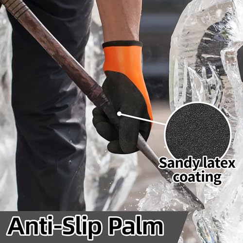 Schwer 2 Pairs 100% Waterproof Winter Work Gloves, ANSI A2 Cut Resistant Freezer Gloves for Outdoor Cold Weather Keep Hand...
