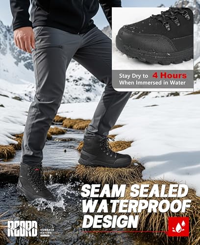 R CORD Snow Boots for Men Non-slip Waterproof Insulated Mens Snow Boots Mens Winter Boots Hiking Boots Ankle for Outdoor A...