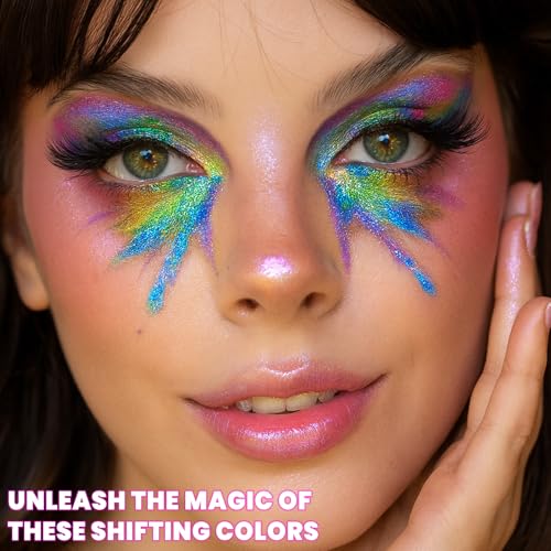 UCANBE Multichrome Chameleon Eyeshadow Makeup Palette, 4 Colors Holographic Metallic Glitter Eye Shadow Pallet, High Pigme...