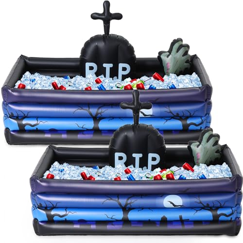 Liliful 1 Pack Inflatable Graveyard Halloween Drink Cooler Party Beverage Holder Zombie Arm Inflatable Cooler Drink Holder...