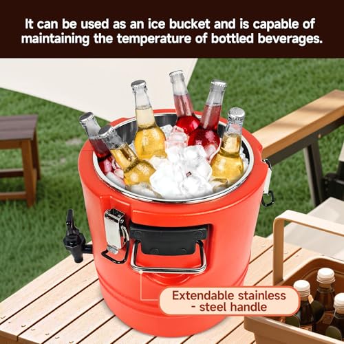 Finopro Insulated Beverage Dispenser 12L, Hot & Cold Drink Dispenser with 304 Stainless Steel Interior, Portable Water Coo...