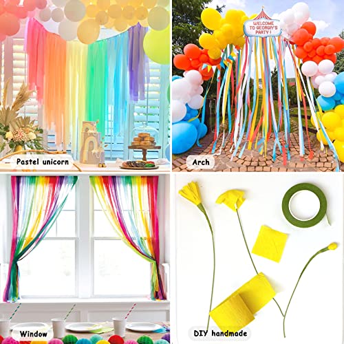 12 Rolls Crepe Paper Streamers, 12 Colors Streamers Party Supplies for Birthday Party Baby Shower Rainbow DIY Christmas Ha...