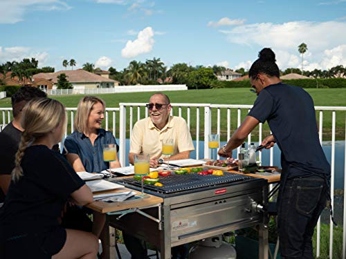 My Hibachi BBQ 3-in-1 Sit Around Grill with Flat Top Teppanyaki Griddle, BBQ Rack and Cast Iron Grill - Propane Gas and St...