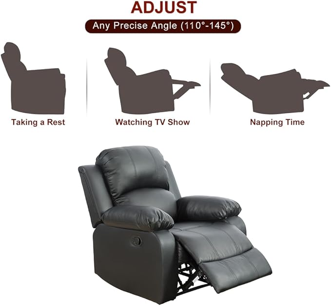 A Ainehome Living Room Furniture Set Leather Recliner Sofa Set Loveseat Chair Furniture Sofa Set for Living Room/Small Space/Rv/House/Office/Theater Seating (A-Black Leather, Chair)