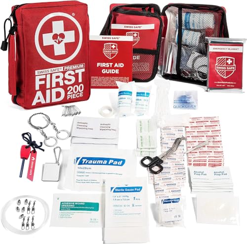 Swiss Safe 2-in-1 First Aid Kit for Car, Travel & Home, Businesses - Bonus Mini Kit for Medical Emergency Aid, Survival, C...
