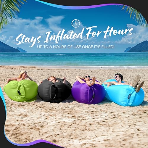 Nevlers 2 Pack Inflatable Loungers Air Sofa Couch | Perfect for Beach Chair Camping Chairs or Portable Hammock |Travel Bag...