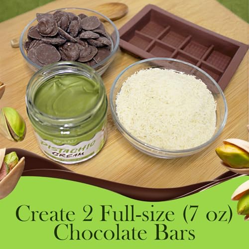 Dubai Chocolate Bar DIY Kit – Includes Mold, 12.3 oz Melting Wafers, 3.5 oz Kataifi, 7 oz Pistachio Spread – Gift Kit for ...