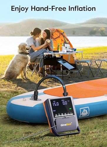 GiveBest Rechargeable Paddle Board Pump, 20 PSI High Pressure and 30% Faster Dual Stage SUP Air Pump with Auto-Off, 3x4500...