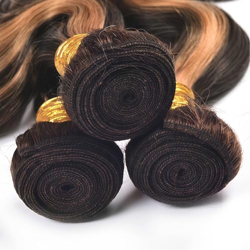 Ombre Human Hair Bundles P1B/30 Body Wave Bundle 24 26 28 Inch 3 Bundles Two Tone Black Mixed With Brown Hair Extensions