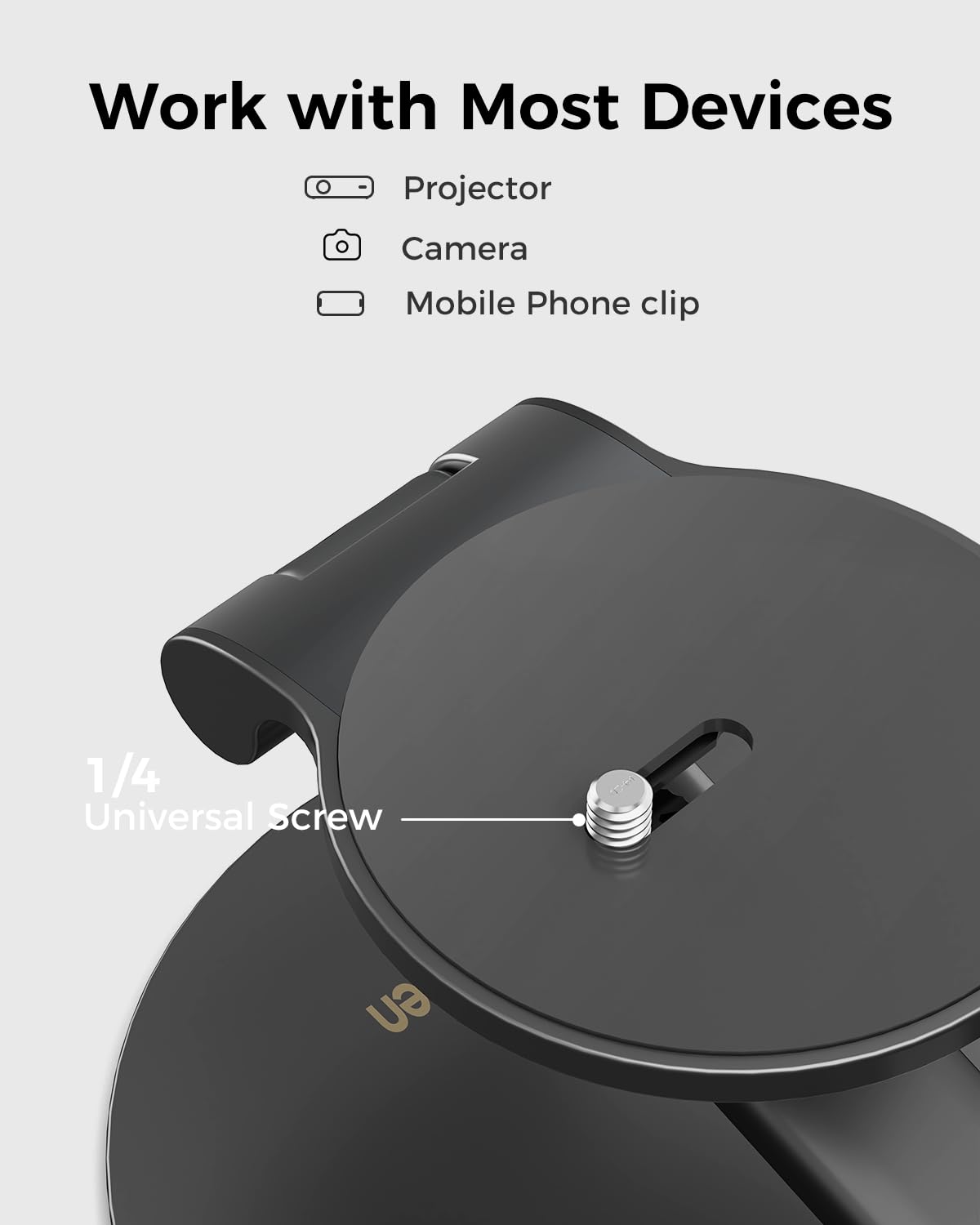 Aurzen Projector Foldable Stand, Ultra-Compact with Easy Setup, 180° Rotation, Compatible with TMY, HAPPRUN, Yaber, Epson & Most Projectors (¼-Inch Screw, Only Stand)