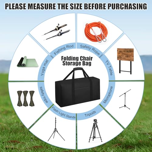 CSOKRE Heavy Duty Folding Chair Storage Bag, [Thick Fabric+Front Pocket] 40.5" x 12.2" x 20",For Metal/Plastic/Wooden Chai...