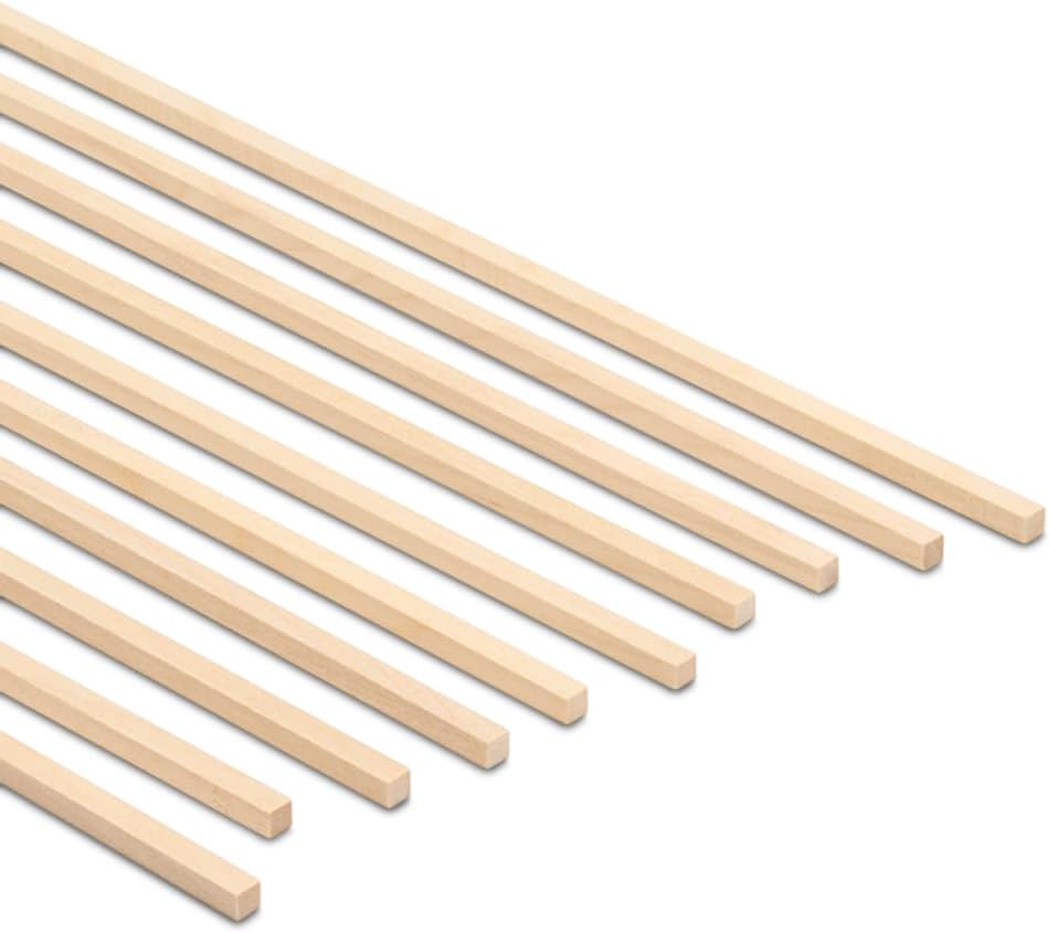 Wood Square Dowel Rods 3/16-inch x 48 Pack of 50 Wooden Craft Sticks for Crafts and Woodworking by Woodpeckers