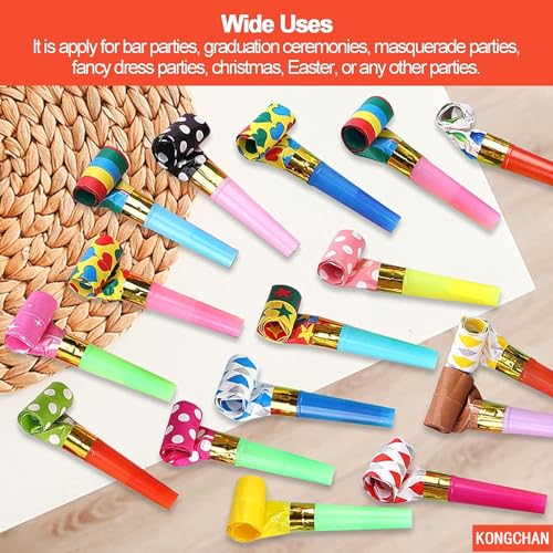 25pcs Party Blowers,Colourful Noisemakers Party Blowouts Squawkers Fringed Noise Maker,Birthday Noisemakers Birthday Blow ...