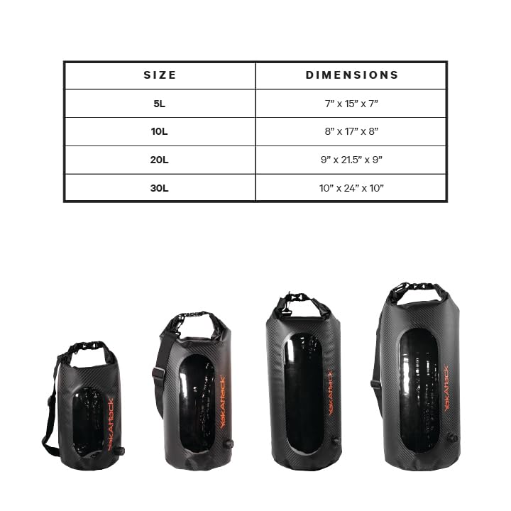 YakAttack 5L Roll-Top Drybag with Air Valve - Black Carbon | Waterproof Marine Dry Bag for Kayaking, Boating & Paddleboard...