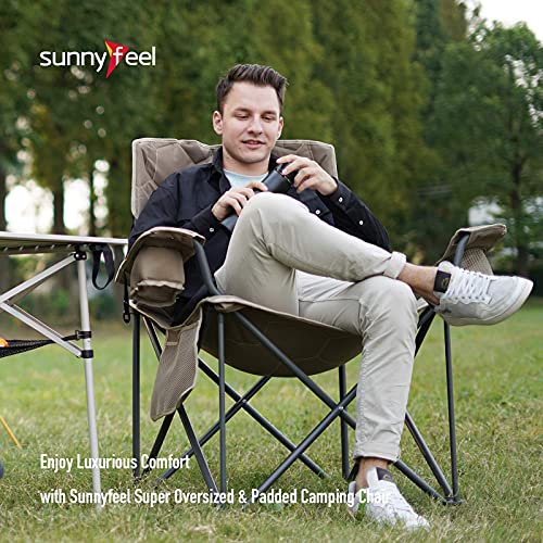 SUNNYFEEL XXL Oversized Camping Chair Heavy Duty 500 LBS for Big Tall People Above 6'4 Padded Portable Folding Sports Lawn...