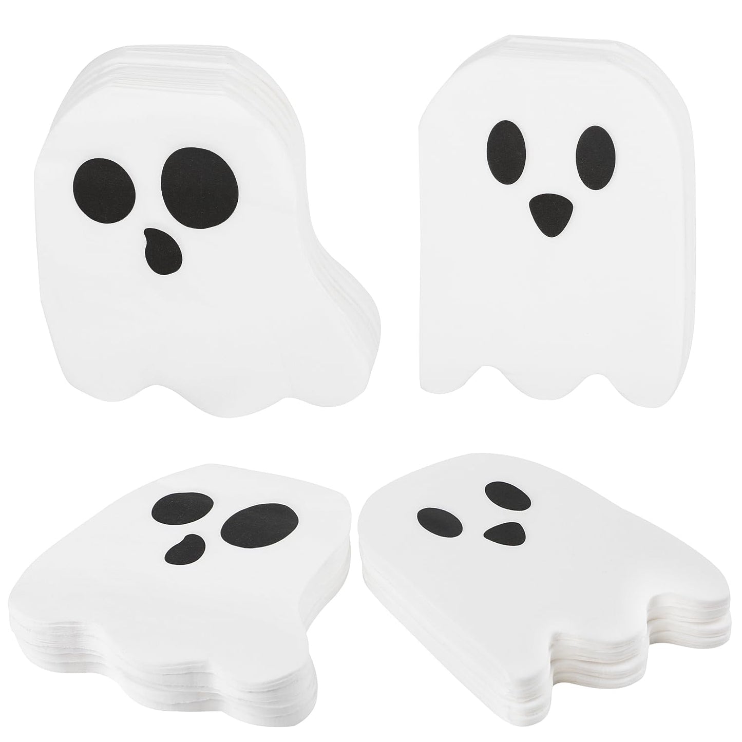 KIMOBER 100PCS Halloween Napkins 2-Ply White Ghost Folded Paper Napkins Disposable Halloween Cocktail Napkins for Party Favor Supplies