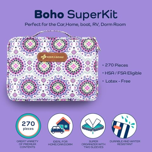 KeepGoing Large Home First Aid Kit for Kids – 270 Pc. for Car, Home, Dorm, & Boat with Latex-Free Bandages – 10 x 7 x 3.5 ...