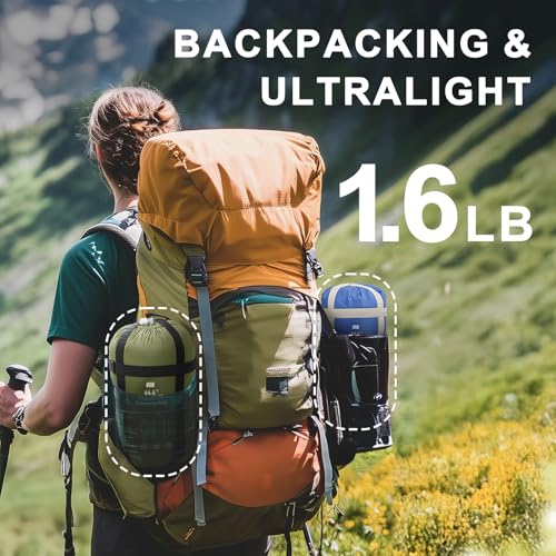 Ultralight Warm Weather Sleeping Bag - Portable, Waterproof, Compact Lightweight, Comfort with Compression Sack - Great fo...