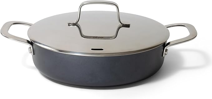 Alva Maestro 3.5-Qt Nonstick Ceramic Sauté Pan with Lid – Black | No PTFE, PFOA or PFAS | Induction & Oven Safe | Even-Heating, Easy-Clean Everyday Pan for Searing & One-Pan Meals
