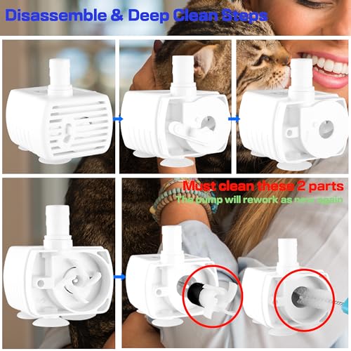 Homtyler Cat Water Fountain, Stainless Steel Pet Water Fountain for Cats Inside, 3 Filters&Ultra-Quiet Pump, 2.2L/73oz Aut...
