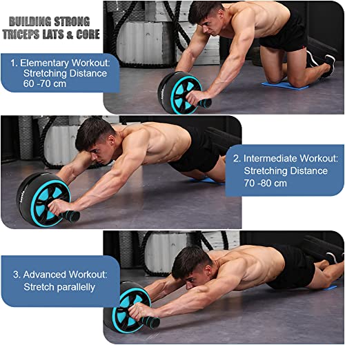 Ab Roller Wheel, 10-In-1 Ab Exercise Wheels Kit with Resistance Bands, Knee Mat, Jump Rope, Push-Up Bar - Home Gym Equipme...