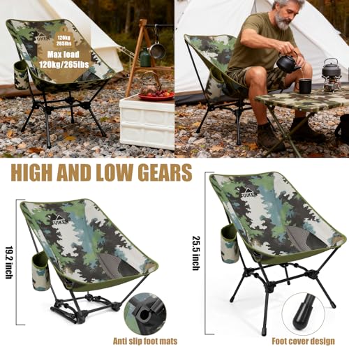 TUIKEN Ultralight Camping Chair Backpacking Chair, Portable Camp Chair with Cup Holder & Storage Bag, Lightweight Compact ...