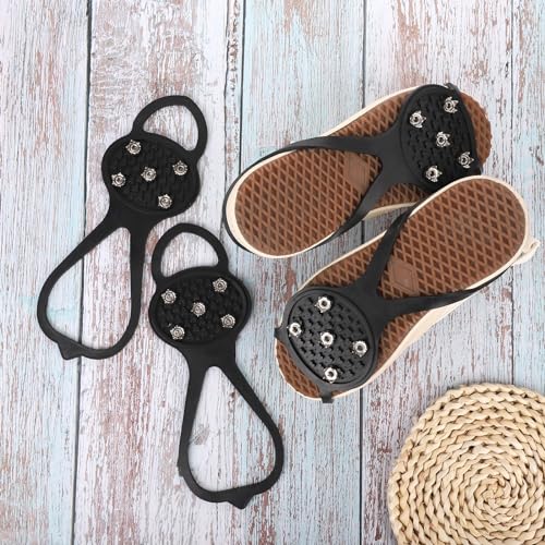 3 Pairs Snow Cleats, Non-S Crampons Ice Cleats Gripper Spikes Gear Essentials Accessories for Hiking Boots Ice & Snow Shoes