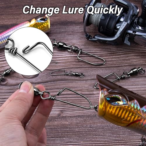Alwonder 20-Pack Ball Bearing Swivels with Snaps, Fishing Snap Swivels Fishing Tackle Saltwater Freshwater Coastlock Snaps...